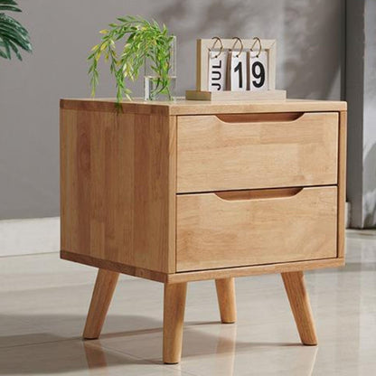 Contemporary Nordic Rectangular Wood Nightstand 1/2-Drawer For Bedroom
