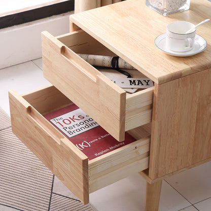 Contemporary Nordic Rectangular Wood Nightstand 1/2-Drawer For Bedroom