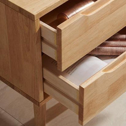 Contemporary Nordic Rectangular Wood Nightstand 1/2-Drawer For Bedroom