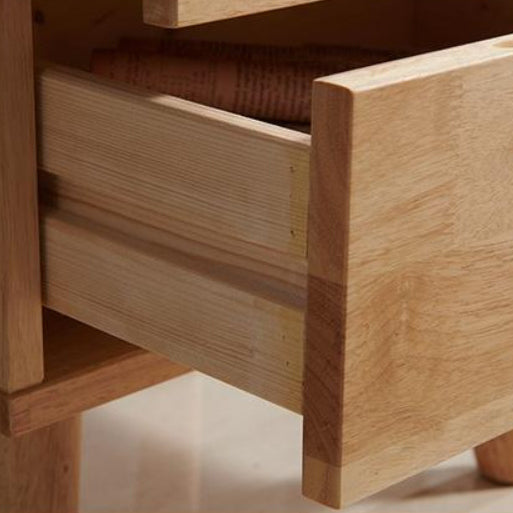 Contemporary Nordic Rectangular Wood Nightstand 1/2-Drawer For Bedroom