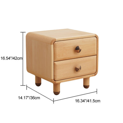 現代的なスカンジナビア風長方形木製ナイトスタンド 子供用 寝室用 2段引き出し