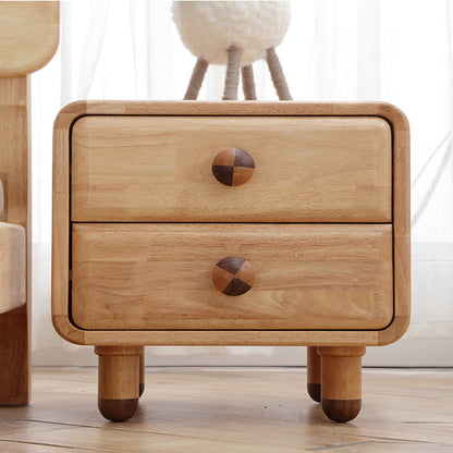 現代的なスカンジナビア風長方形木製ナイトスタンド 子供用 寝室用 2段引き出し