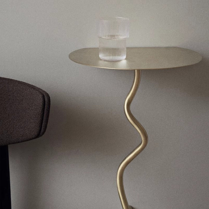 Contemporary Creative Iron Curve Suspended End Table 1-Tier For Bedroom