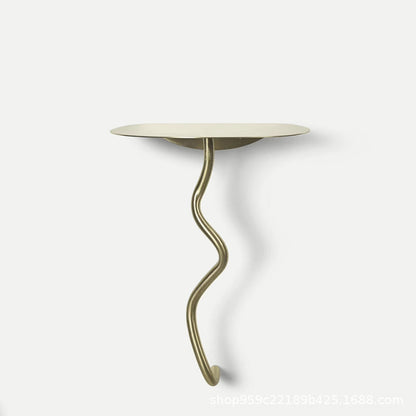 Contemporary Creative Iron Curve Suspended End Table 1-Tier For Bedroom