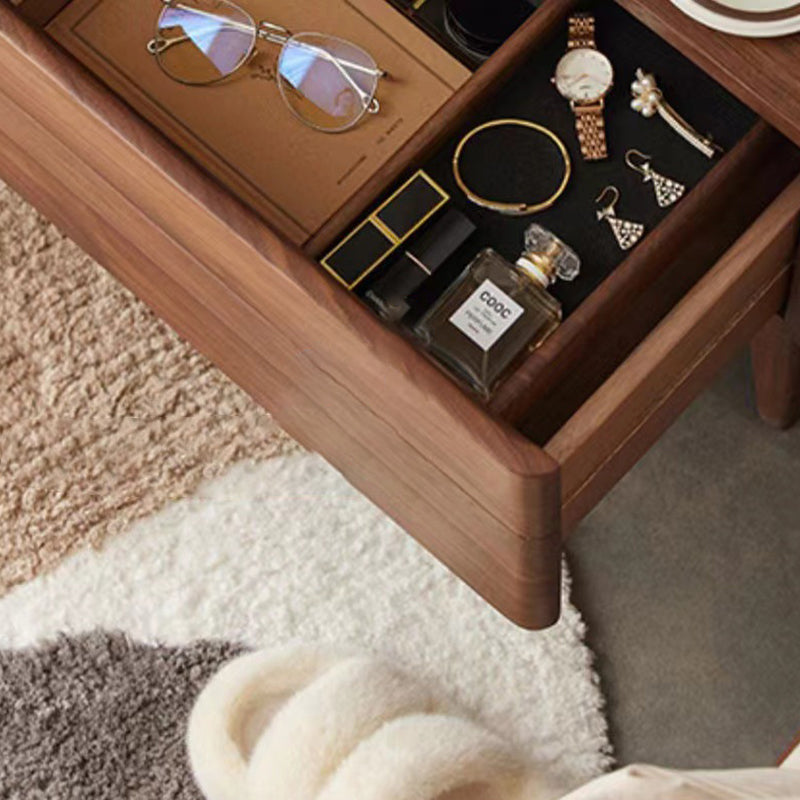 Traditional Vintage Rectangular Solid Wood Nightstand 1-Drawer For Bedroom