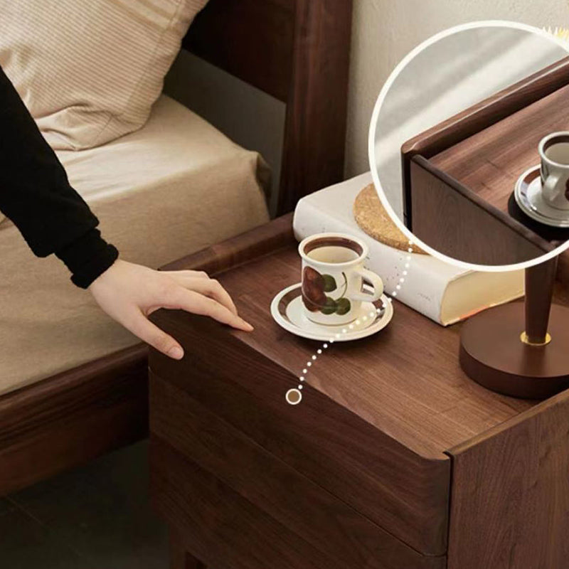 Traditional Vintage Rectangular Solid Wood Nightstand 1-Drawer For Bedroom