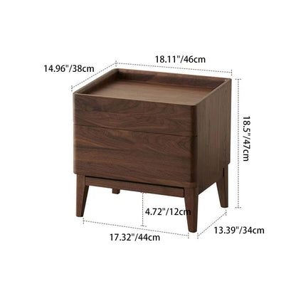 Traditional Vintage Rectangular Solid Wood Nightstand 1-Drawer For Bedroom