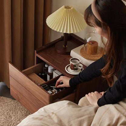 Traditional Vintage Rectangular Solid Wood Nightstand 1-Drawer For Bedroom