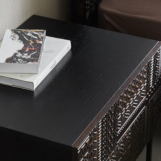 Contemporary Retro Rectangular Wood Nightstand 2-Drawer For Bedroom