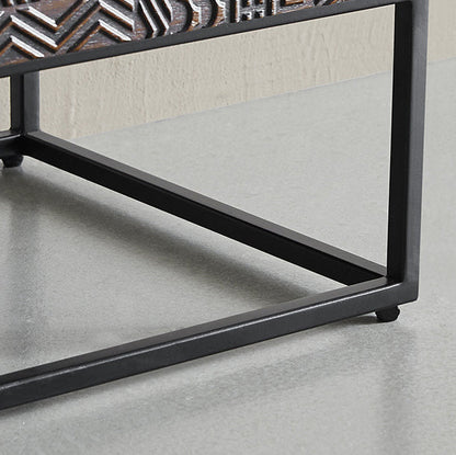 Contemporary Retro Rectangular Wood Nightstand 2-Drawer For Bedroom