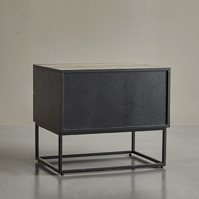 Contemporary Retro Rectangular Wood Nightstand 2-Drawer For Bedroom