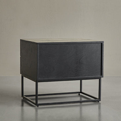Contemporary Retro Rectangular Wood Nightstand 2-Drawer For Bedroom