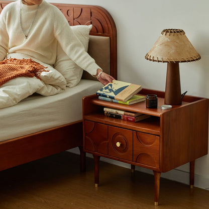 Traditional Vintage Rectangular Solid Wood Nightstand 1-Storage For Bedroom