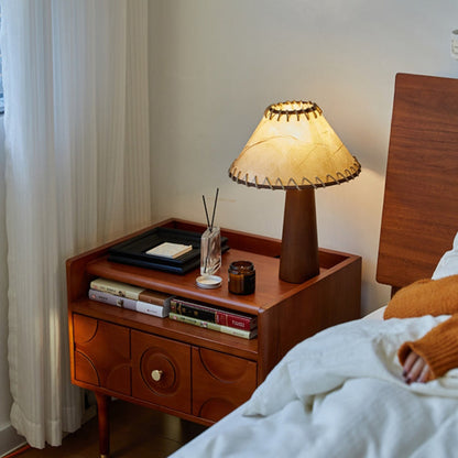 Traditional Vintage Rectangular Solid Wood Nightstand 1-Storage For Bedroom