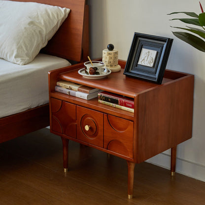 Traditional Vintage Rectangular Solid Wood Nightstand 1-Storage For Bedroom