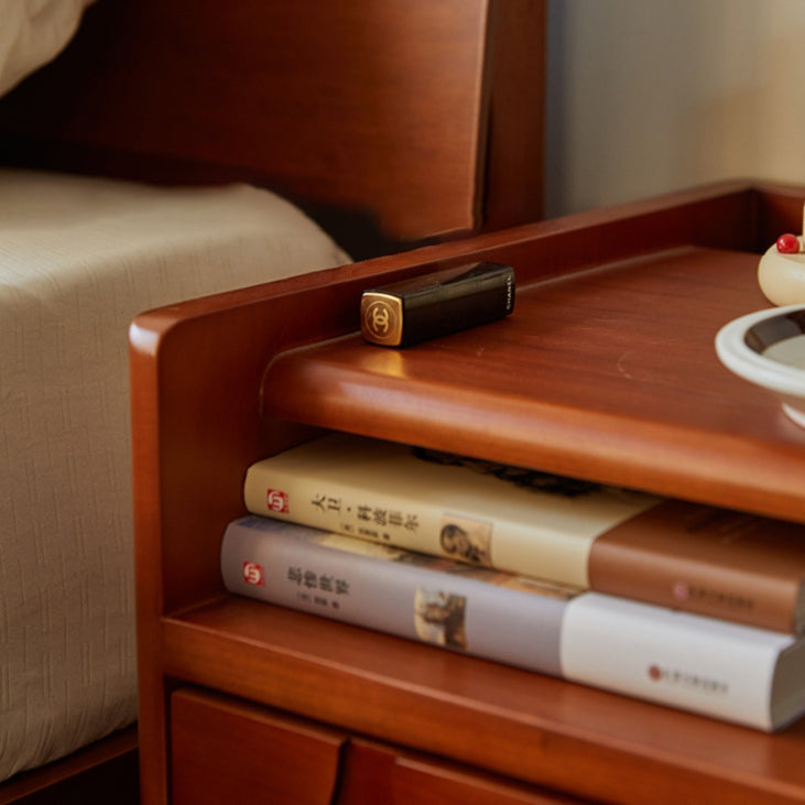 Traditional Vintage Rectangular Solid Wood Nightstand 1-Storage For Bedroom