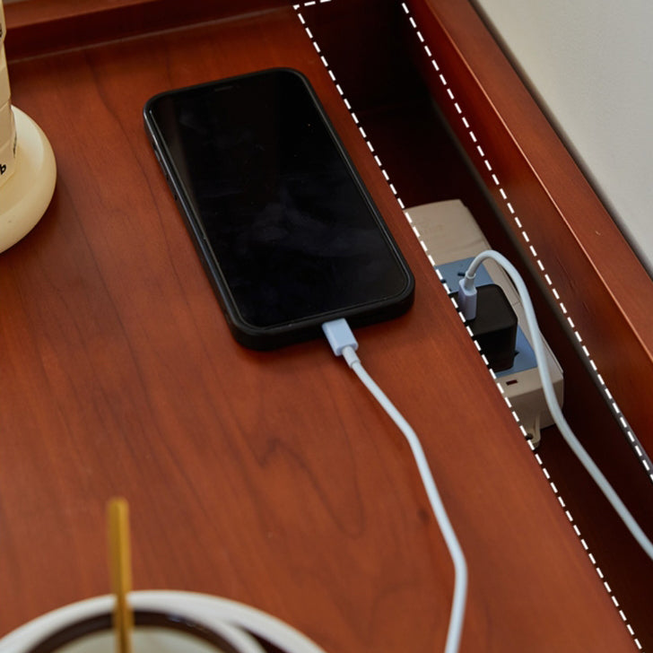 Traditional Vintage Rectangular Solid Wood Nightstand 1-Storage For Bedroom