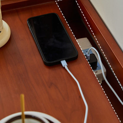 Traditional Vintage Rectangular Solid Wood Nightstand 1-Storage For Bedroom