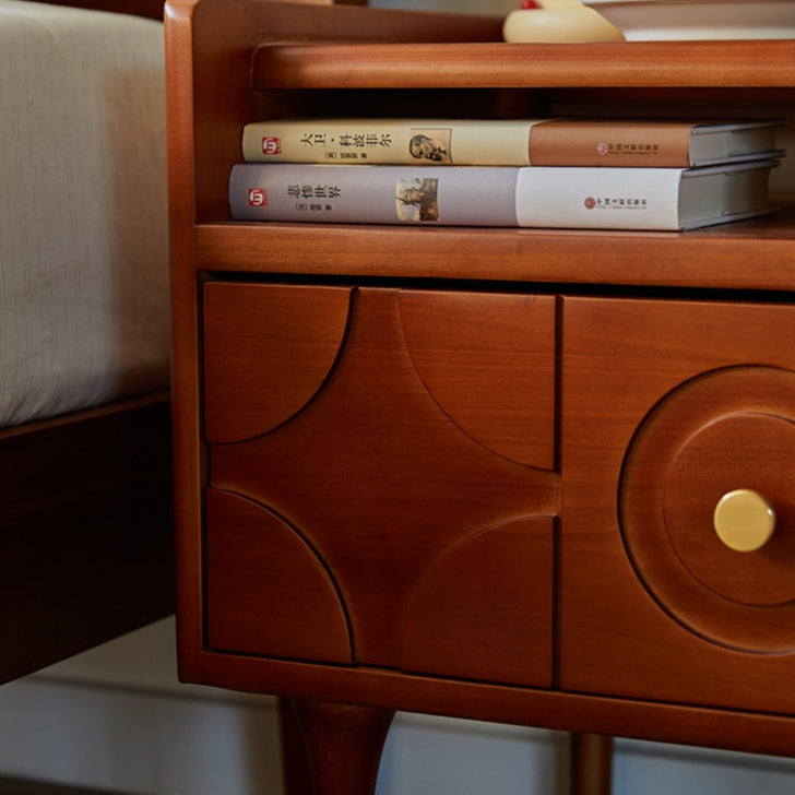 Traditional Vintage Rectangular Solid Wood Nightstand 1-Storage For Bedroom