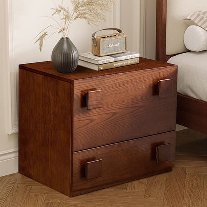 Contemporary Retro Cube Square Rubber Wood Nightstand 1-Drawer For Bedroom