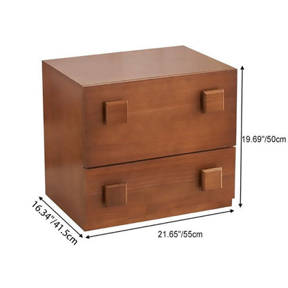 Contemporary Retro Cube Square Rubber Wood Nightstand 1-Drawer For Bedroom