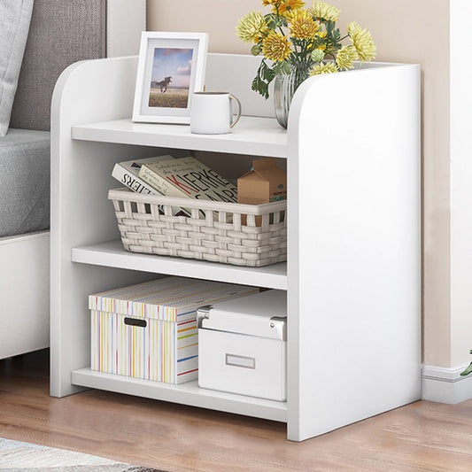 Modern Minimalist Rectangular Lockable Density Board Nightstand 3-Drawer For Bedroom
