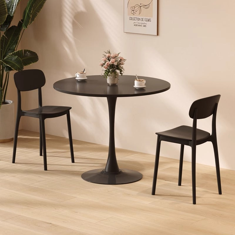 Modern Minimalist Round Density Board Iron Dining Table For Dining Room