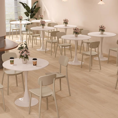 Modern Minimalist Round Density Board Iron Dining Table For Dining Room