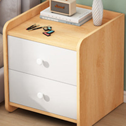 Contemporary Scandinavian Square Rectangular Density Board Nightstand 2/3 Drawer For Bedroom