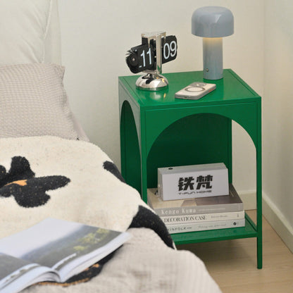 Contemporary Creative Square Rectangular Iron Nightstand 1-Tier For Bedroom