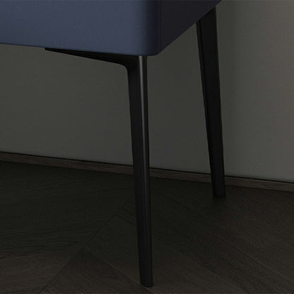 Modern Luxury Rectangular Marble Faux Leather Iron Solid Wood Nightstand 1-Drawer For Bedroom