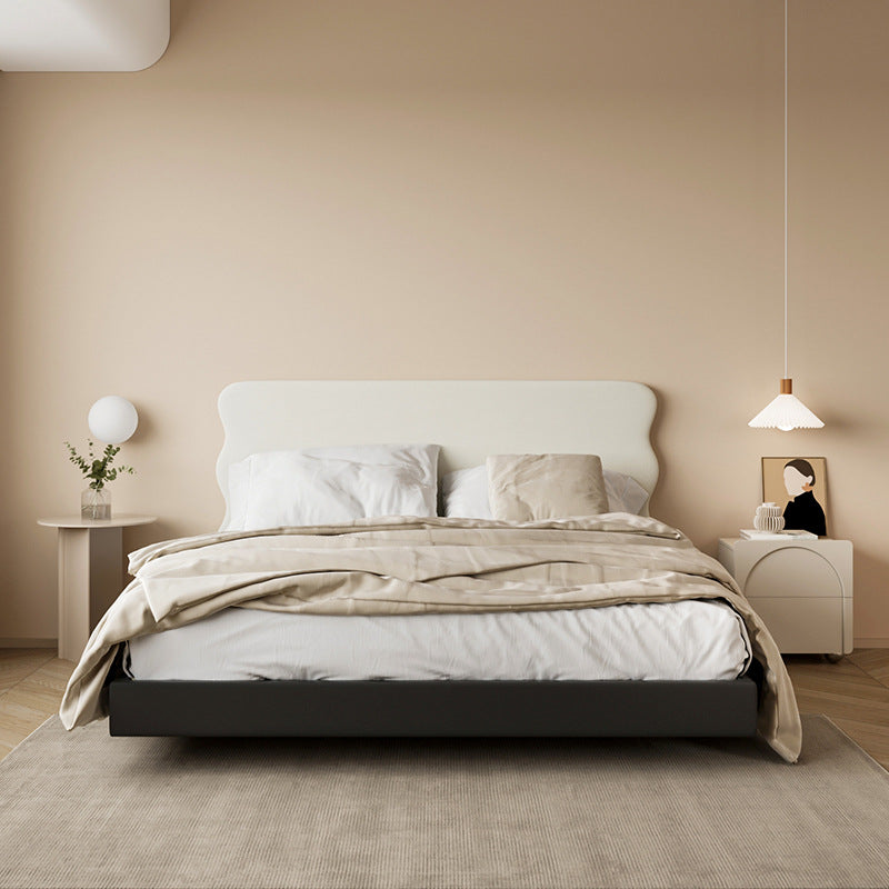 Modern Minimalist Square Half Round Microfiber Leather Solid Wood Stainless Steel Nightstand 2-Drawer For Bedroom