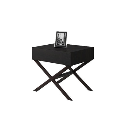 Contemporary Simplicity Square Solid Wood Crossed-Leg Nightstand Drawer For Bedroom