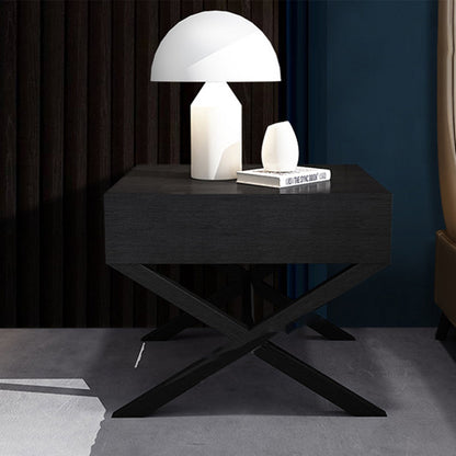 Contemporary Simplicity Square Solid Wood Crossed-Leg Nightstand Drawer For Bedroom