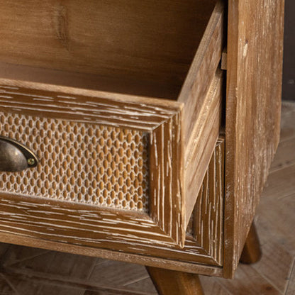 Contemporary Retro Rectangular Solid Wood Nightstand 2-Drawer Cabinet For Bedroom