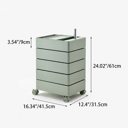 Contemporary Nordic Square ABS Rotating Drawer End Table 5-Tier Casters For Bedroom
