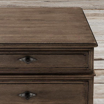 Traditional Rustic Full Solid Wood Square Nightstand 3-Drawer For Bedroom