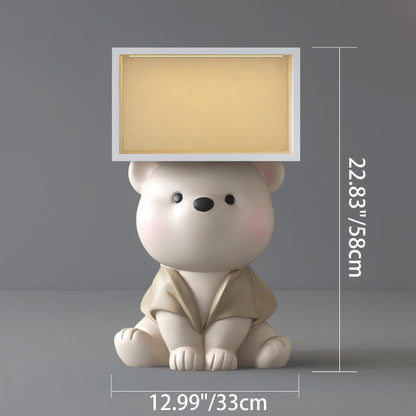 Contemporary Creative Bear Resin Rectangular Nightstand Cabinet For Bedroom