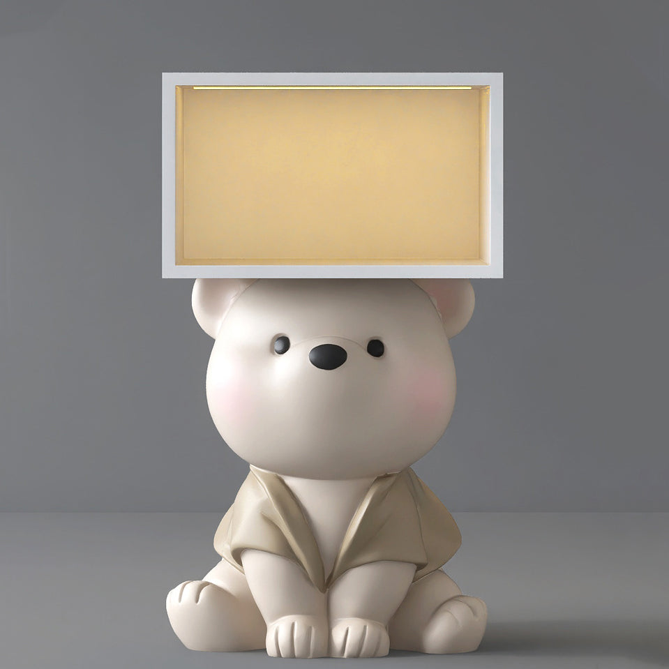 Contemporary Creative Bear Resin Rectangular Nightstand Cabinet For Bedroom