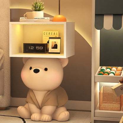 Contemporary Creative Bear Resin Rectangular Nightstand Cabinet For Bedroom