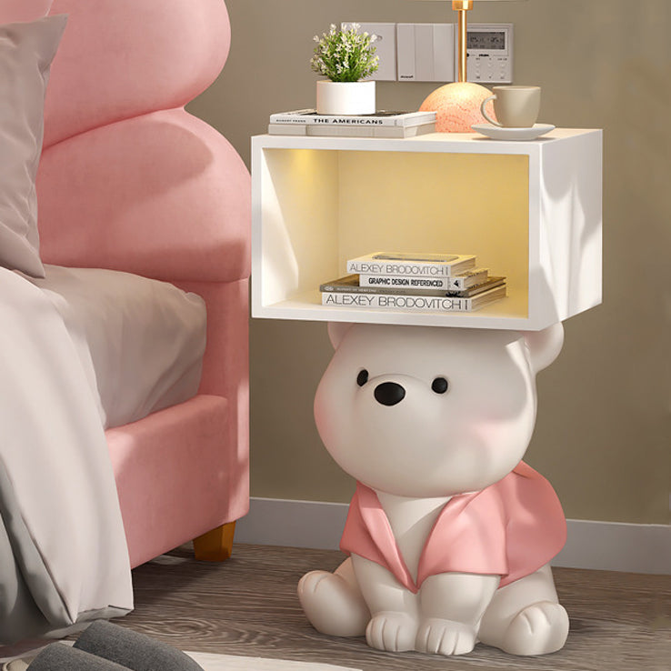 Contemporary Creative Bear Resin Rectangular Nightstand Cabinet For Bedroom