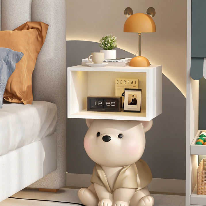 Contemporary Creative Bear Resin Rectangular Nightstand Cabinet For Bedroom