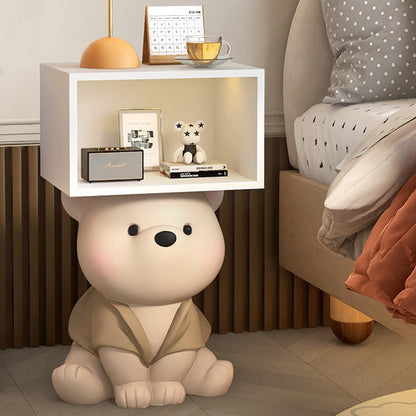 Contemporary Creative Bear Resin Rectangular Nightstand Cabinet For Bedroom