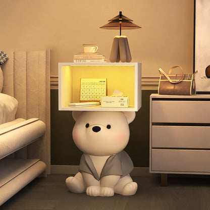 Contemporary Creative Bear Resin Rectangular Nightstand Cabinet For Bedroom