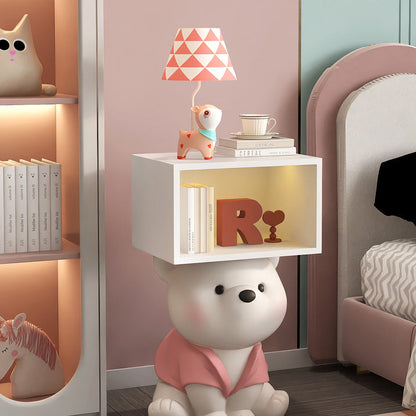 Contemporary Creative Bear Resin Rectangular Nightstand Cabinet For Bedroom