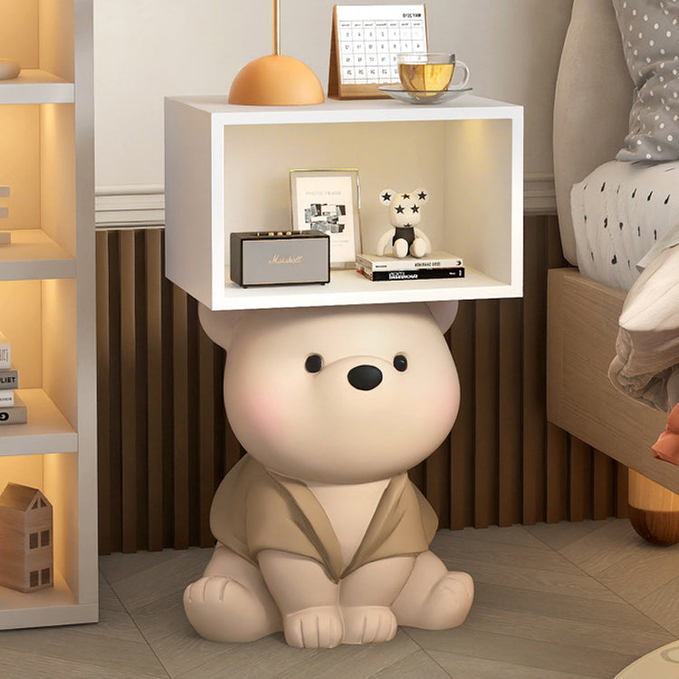 Contemporary Creative Bear Resin Rectangular Nightstand Cabinet For Bedroom