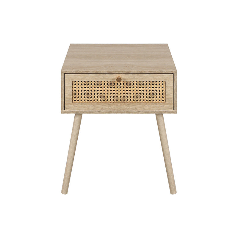 Contemporary Simplicity Rectangular Solid Wood Nightstand Drawer For Bedroom