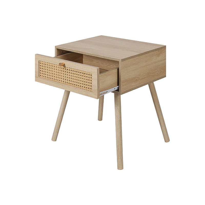 Contemporary Simplicity Rectangular Solid Wood Nightstand Drawer For Bedroom