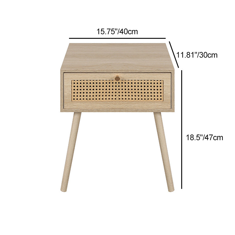 Contemporary Simplicity Rectangular Solid Wood Nightstand Drawer For Bedroom