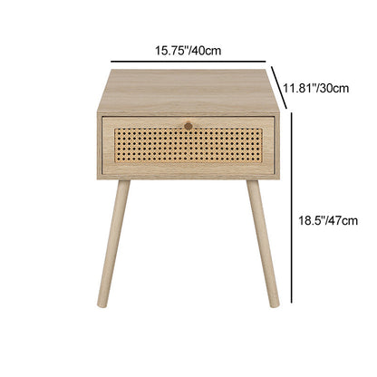 Contemporary Simplicity Rectangular Solid Wood Nightstand Drawer For Bedroom